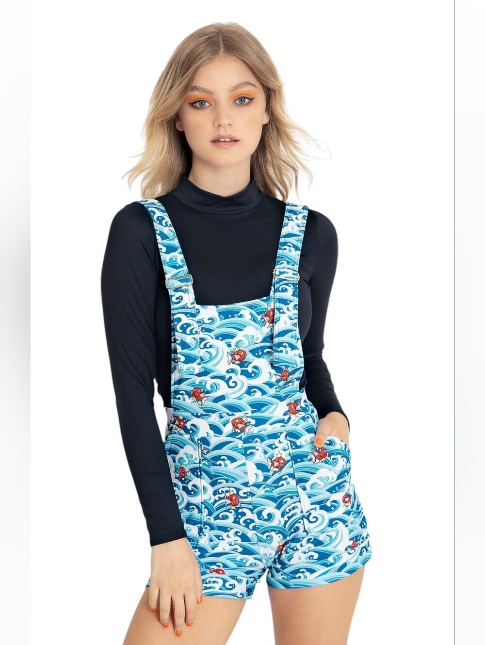 Women's XS Blackmilk Majikarp Pokemon Short Overalls